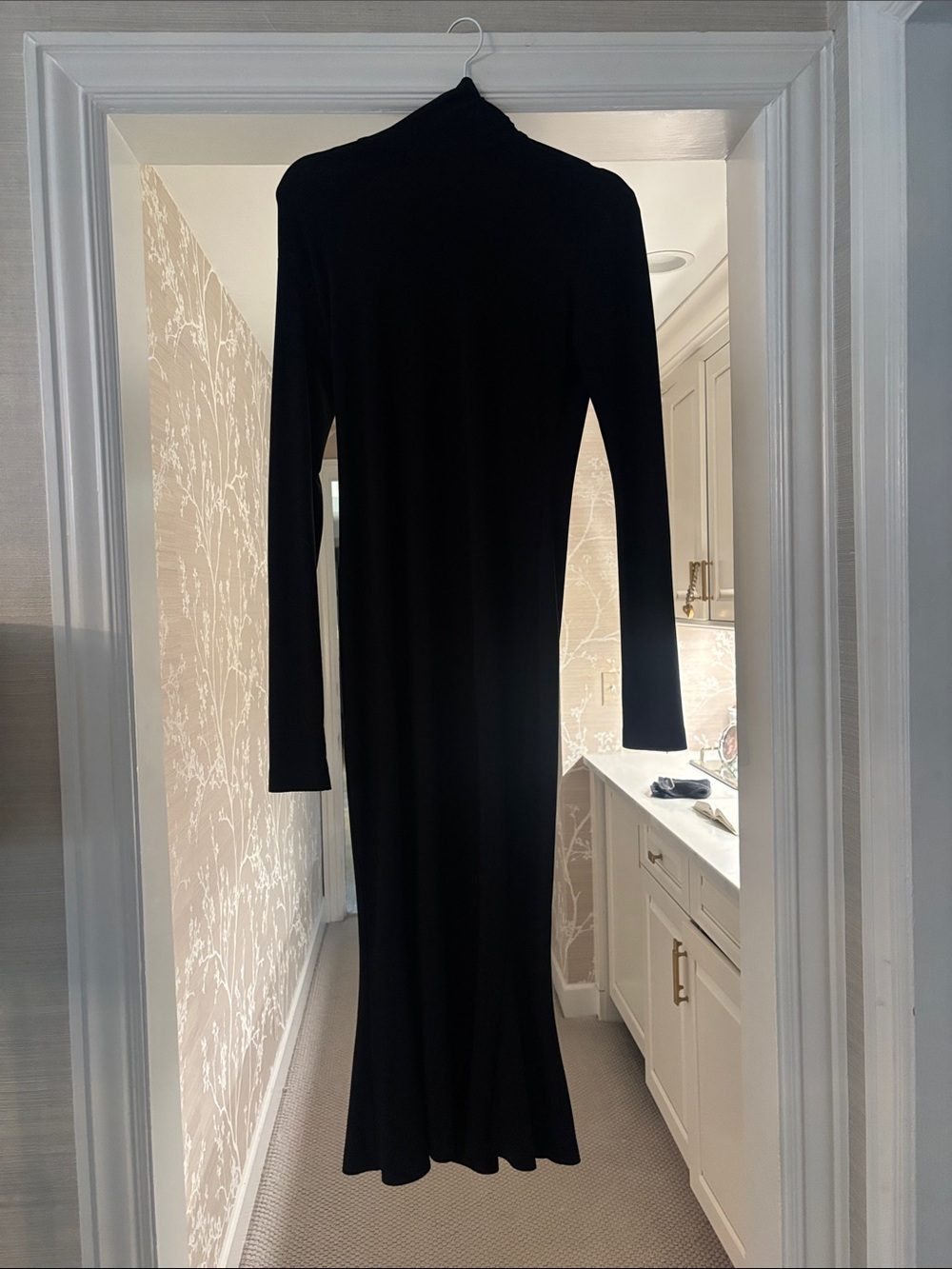 Norma Kamali Black Long-Sleeve Turtleneck Maxi Dress